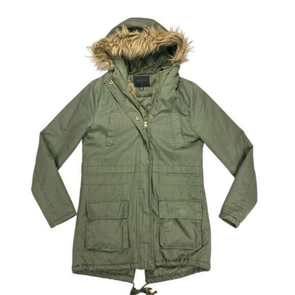 Miss London Jacket Womens S Green Utility Cinch Waist Lined Pockets Preppy‎ Coat